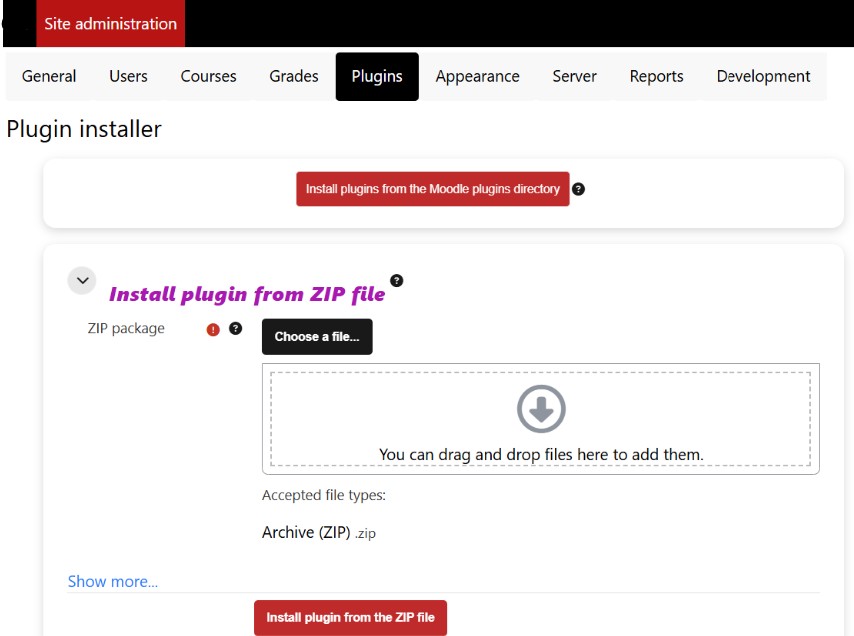 Install plugin from .zip file...