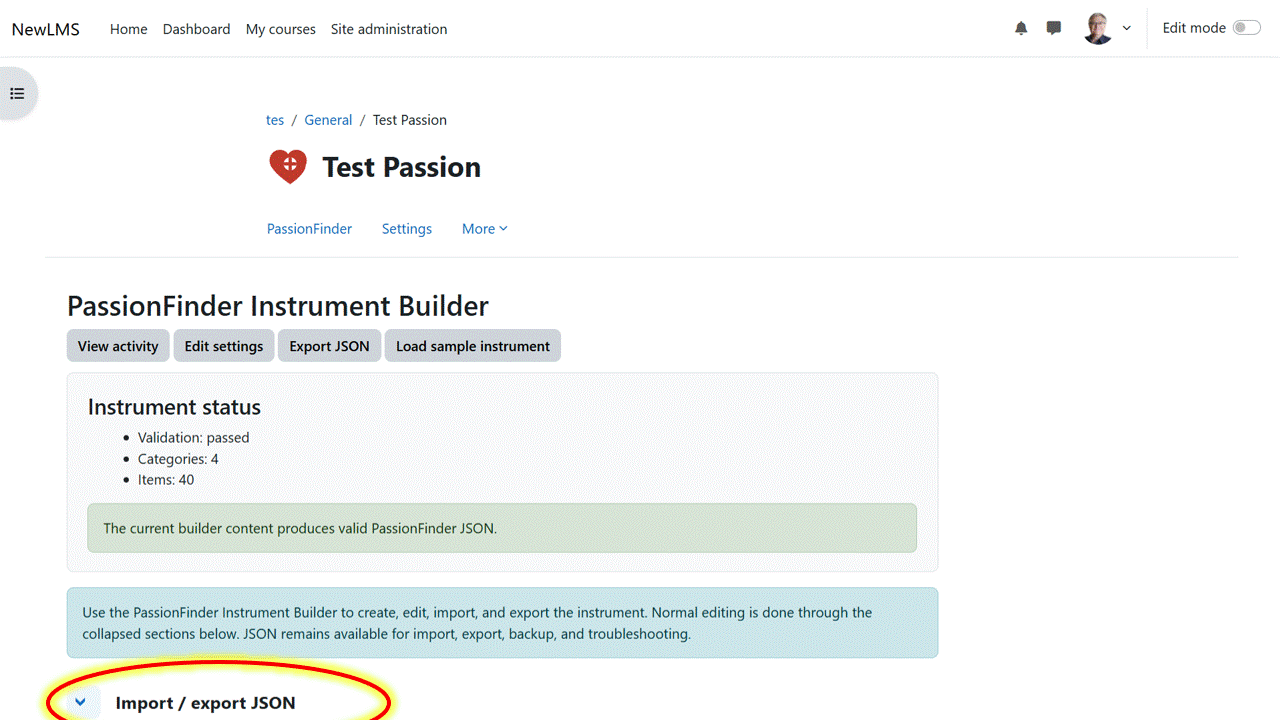 PassionFinder Settings