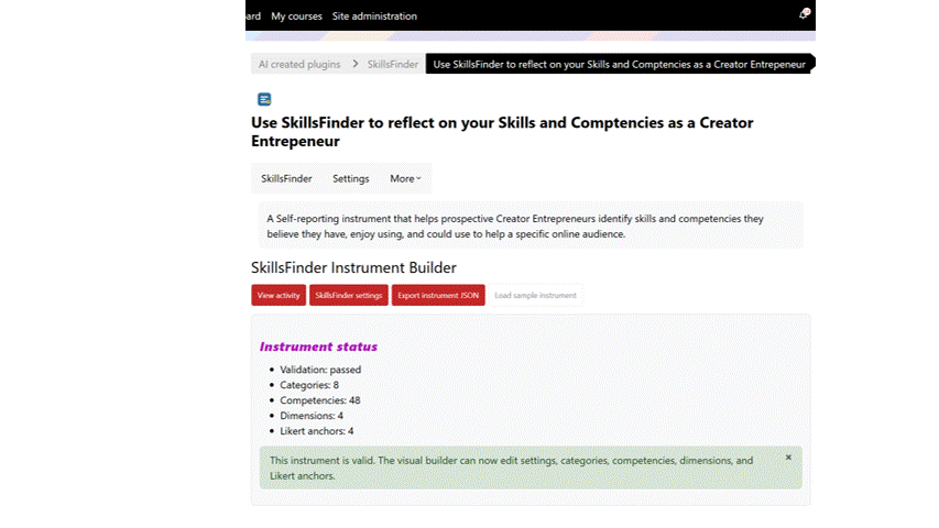 Skills Finder Instrument Builder.